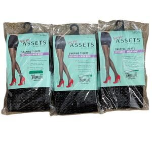SPANX Assets Shaping Tights Textured Wish Bone 3 Pair Black Size 3 NEW